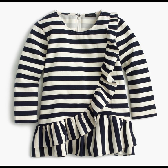 J. Crew Tops - J.Crew Asymmetrical Striped Ruffle Top